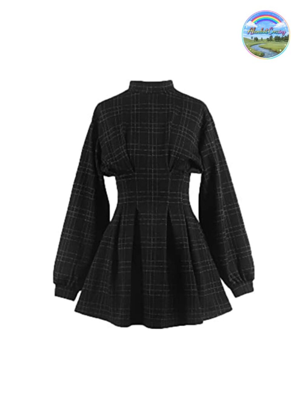 Gothic Plaid Wrap Mini Dress Long Sleeve Victorian Harajuku Pleated Goth